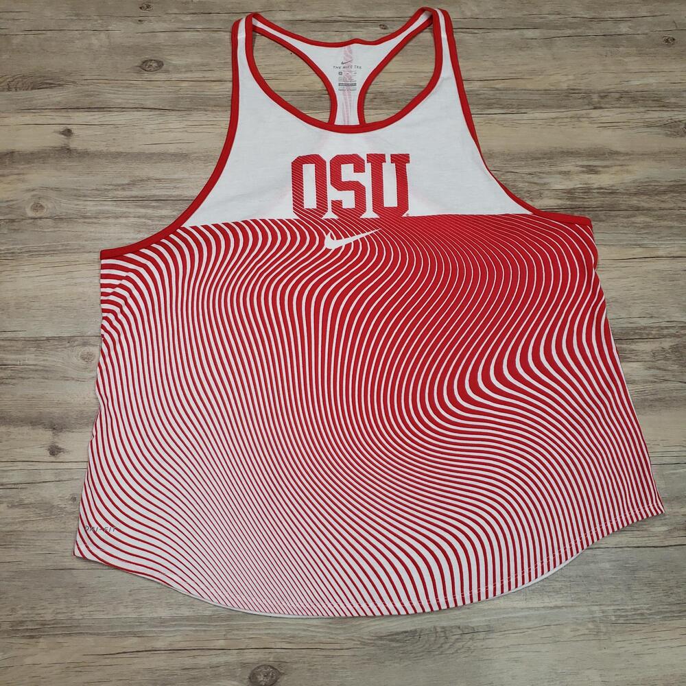 Ohio State Buckeyes Shirt Womens XL Red White NCAA Football Nike Dri-FIT